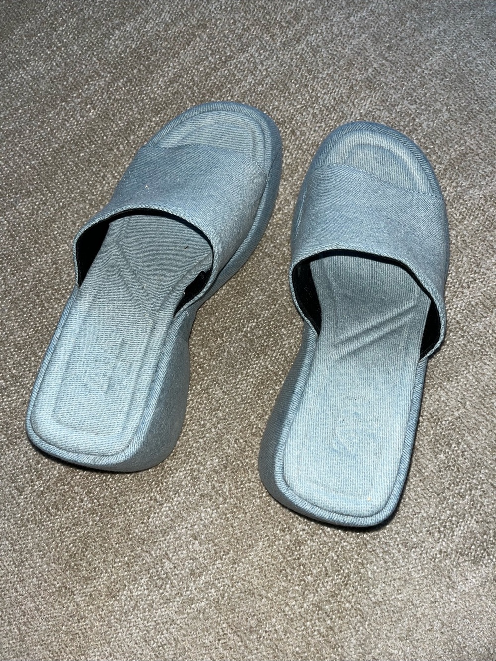 Zara Pale Blue Open-Back Slip-On Mules